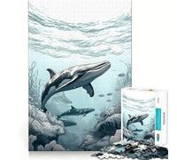 Rompecabezas Submarino de Ballenas 1000 Piezas Juego Divertido sin Rebabas Piezas de Corte Limpio portátil Ideal para Viajes (38x52cm)