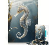 Rompecabezas Submarino de Caballito de mar Blanco de 1000 Piezas para Adolescentes Juego de concentración Mental Corte de precisión Bordes Lisos Ideal para Rellenar Calcetines navideños (50x75cm)