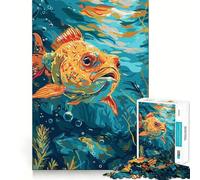 Rompecabezas Submarino de Peces Naranjas para Adolescentes, 1000 Piezas, Juguete Intelectual, Escape Tranquilo, Corte de Calidad, Regalo de Temporada (38x26cm)