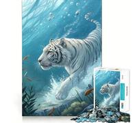 Rompecabezas Submarino para Adultos Tigre Blanco de 1000 Piezas Juego de Memoria Divertido Componentes Resistentes y de Corte Limpio aliviar el estrés (38x52cm)