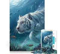 Rompecabezas Submarino Tigre Blanco con Peces 1000 Piezas Juguete para desarrollar la Capacidad cognitiva Superficie Lisa y sin Rebabas Actividad Relajante para Grupos en Interiores (38x26cm)