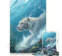 Rompecabezas Submarino Tigre Blanco de 1000 Piezas para Adolescentes Potencia la Memoria, relaja la Mente y es Divertido Ajuste Ideal para Navidad (38x26cm)