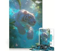 Rompecabezas Submarino Tigre Blanco de 1000 Piezas para Adultos Juguete Que desafía la Mente Corte preciso Alineación Actividad Divertida para Toda la Familia (38x52cm)