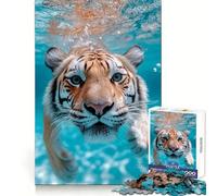 Rompecabezas Submarino Tigre Nadando para Adolescentes, 1000 Piezas, Fortalece la Memoria, Sin Estrés, Bordes Lisos, 38x26cm