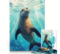 Rompecabezas submarinos de Leones Marinos para Adolescentes, 1000 Piezas Refuerza la Memoria Pasatiempo Tranquilo Borde de Calidad Regalo Festivo (38x26cm)