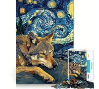 Rompecabezas Sueños de Lobo bajo un Cielo Estrellado de 1000 Piezas Diversión para estimular la concentración Tecnología Avanzada de Corte láser Ideal para Viajar Juego Mental