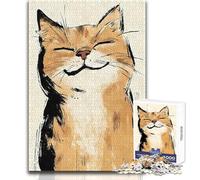 Rompecabezas Sumi-e de Acuarela de Gato Sonriente de 1000 Piezas para Adultos, Juego Interactivo de Habilidad cognitiva, Idea Memorable, tamaño 38x26cm
