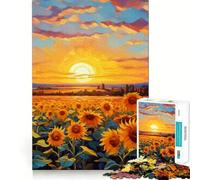 Rompecabezas Sunflower Sunset de 1000 Piezas para Adultos, Juguete de lógica Mental, Alivio de la tensión, Corte Firme, 38x52cm