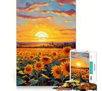 Rompecabezas Sunflower Sunset de 1000 Piezas para Adultos Recall Upgrade Stress Relief Tight Cut Santa Wish Pick 38x26cm