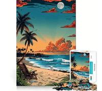 Rompecabezas Sunset Beach Bliss de 1000 Piezas para Adolescentes, Juego de lógica Clara, fácil de Usar, Ocio, Regalo de cumpleaños 38x26cm