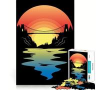 Rompecabezas Sunset Bridge de 1000 Piezas para Adultos Recall Upgrade Alivio del estrés Corte Ajustado Selección de Deseos de Santa Claus 38x26cm