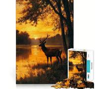 Rompecabezas Sunset Deer de 1000 Piezas para Adultos Recall Upgrade Stress Relief Tight Cut Santa Wish Pick 50x75cm
