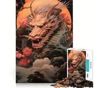 Rompecabezas Sunset Dragon Sakura de 1000 Piezas para Adolescentes Juguete de lógica Clara Pasatiempo Tranquilo Corte Perfecto Regalo clásico 38x26cm