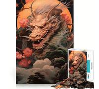 Rompecabezas Sunset Dragon Sakura para Adultos, 1000 Piezas, Juguete para ejercitar la Mente, Divertido, Corte de precisión, 38x52cm