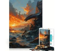 Rompecabezas Sunset Dragons para Adolescentes, 1000 Piezas, Juego de lógica, diversión en Interiores, Pieza de colección de Arte con Bordes precisos 50x75cm