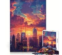 Rompecabezas Sunset Indianapolis IN USA de 1000 Piezas para Adolescentes, Juguete para ejercitar la Mente, relajación Mental, diseño y ensamblaje, Lista de Deseos de Santa Claus 38x52cm
