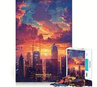 Rompecabezas Sunset Indianapolis IN USA de 1000 Piezas para Adolescentes, Juguete para ejercitar la Mente, relajación Mental, diseño y ensamblaje, Lista de Deseos de Santa Claus 38x52cm