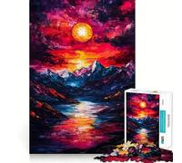 Rompecabezas Sunset Mountain Lake de 1000 Piezas para Adolescentes, Juguete para estimular la lógica, Juego Relajante, Arte de Borde Premium, Coleccionable 38x26cm