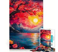 Rompecabezas Sunset Mountain Lake para Adolescentes, 1000 Piezas, Juego de lógica, diversión en Interiores, Pieza de colección de Arte con Bordes precisos 38x26cm