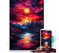 Rompecabezas Sunset Mountain Lake para Adolescentes, 1000 Piezas, Juguete de lógica Mental, antiestrés, Corte Firme, Regalo de Santa Claus 38x52cm