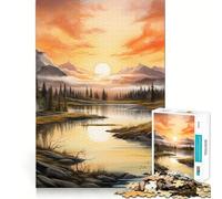 Rompecabezas Sunset Mountain Lake para Adolescentes, 1000 Piezas, Juguete Inteligente, Tiempo Libre, Corte preciso, Regalo de Temporada 50x75cm