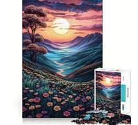 Rompecabezas Sunset Mountain Valley de 1000 Piezas para Adultos, Juguete de lógica Pura, diversión Relajante, Corte preciso, Regalo increíble 38x26cm