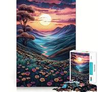 Rompecabezas Sunset Mountain Valley para Adolescentes, 1000 Piezas, Actividad para ejercitar la Mente en casa, Bordes precisos, Regalo Festivo 38x52cm