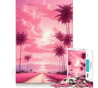 Rompecabezas Sunset Palm Beach Road para Adultos, 1000 Piezas, Think Smart Toy, vínculo Familiar, Corte preciso, Regalo de Temporada 38x26cm