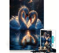 Rompecabezas Sunset Swan Love de 1000 Piezas para Adultos, Juguete para ejercitar la Mente, Momento de Paz, Arte de Corte nítido, Coleccionable 38x26cm