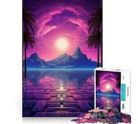 Rompecabezas Sunset Synthwave Harmony de 1000 Piezas para Adolescentes, Juguete Wise Think Toy, Sencillo y Divertido, Corte preciso, selección de Deseos de Papá Noel 50x75cm