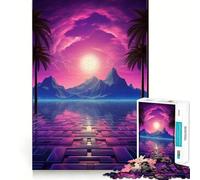 Rompecabezas Sunset Synthwave Harmony de 1000 Piezas para Adultos Mejora la Memoria, Momentos cálidos, ensamblaje de imágenes, Obra de Arte 38x26cm