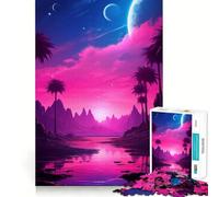 Rompecabezas Sunset Synthwave Reverie para Adultos, 1000 Piezas, estimula la Memoria, diversión Relajante, Corte Premium, Regalo Original 38x26cm