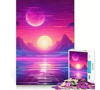 Rompecabezas Sunset Synthwave Synchrony de 1000 Piezas para Adolescentes, Juguete cognitivo, Juego de Mesa Suave para el Ocio, Pieza de Arte 50x75cm
