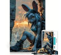 Rompecabezas Sunset Urban Rabbit de 1000 Piezas para Adolescentes Juego de ingenio, Tiempo de Paz, 38x26cm