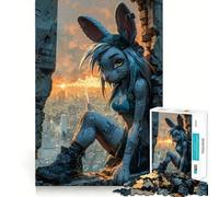 Rompecabezas Sunset Urban Rabbit para Adultos, 1000 Piezas, para estimular la Memoria, Momentos acogedores, Montaje de Patrones, Lista de Deseos de Santa Claus 38x52cm