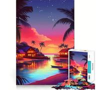 Rompecabezas Sunset Village de 1000 Piezas para Adolescentes Juguete para desarrollar la Habilidad y el estrés Corte preciso Un Regalo Encantador 38x26cm