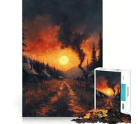 Rompecabezas Sunset Village de 1000 Piezas para Adultos, Juguete Que desafía la Mente, para Momentos de Paz, Arte de Corte nítido, Coleccionable 38x26cm