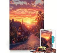 Rompecabezas Sunset Village para Adolescentes, 1000 Piezas, para Mejorar la Memoria, Tiempo Libre, Bordes limpios, un Regalo Encantador 38x26cm