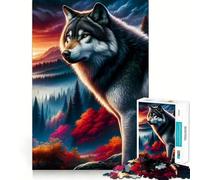 Rompecabezas Sunset Wolf Fusion de 1000 Piezas para Adolescentes Juguete para desarrollar la lógica y la diversión Bordes Suaves Regalo Creativo 50x75cm