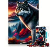 Rompecabezas Sunset Wolf Fusion de 1000 Piezas para Adolescentes, Juguete para ejercitar la Mente, Tiempo de convivencia, Pieza de colección de Arte de Corte preciso 38x26cm