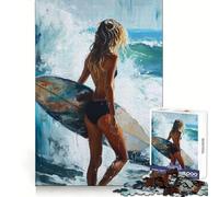 Rompecabezas Surfista Caminando con Tabla, 1000 Piezas para Adultos, Juguete Inteligente, Juego de Interior, Corte Preciso, Regalo Encantador 38x52cm