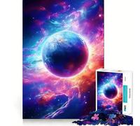 Rompecabezas Surreal Galaxy Planet Neon de 1000 Piezas para Adultos Juguete para ejercitar la Mente, Ideal para Relajarse Corte Perfecto Regalo Memorable 38x52cm