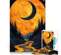 Rompecabezas Surrealista de 1000 Piezas con Forma de Luna Creciente para Adolescentes Juguete para ejercitar la Mente, Ideal para Relajarse y Disfrutar del Arte Regalo Original 38x52cm