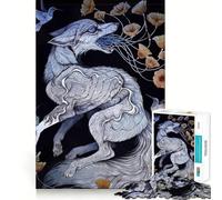 Rompecabezas Surrealista de 1000 Piezas con Forma de Zorro, Flores y colibríes para Adolescentes Juego Inteligente para Relajarse y armar un Rompecabezas con la Lista de Deseos de Papá Noel 38x52cm