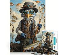 Rompecabezas Surrealista de 1000 Piezas con Garza Azul pescando para Adultos Juguete Intelectual Relajante y Divertido Pieza de Arte 38x26cm