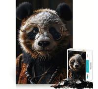 Rompecabezas Surrealista de 1000 Piezas con Retrato de Panda para Adultos Juego de ingenio para relajar la Mente Bordes Afilados Regalo Premium (38x52cm)