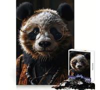 Rompecabezas Surrealista de 1000 Piezas con Retrato de Panda para Adultos Juego de ingenio para relajar la Mente Bordes Afilados Regalo Premium (38x52cm)