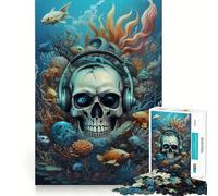 Rompecabezas Surrealista de Calavera Oceánica con Música, 1000 Piezas, para Adolescentes Juguete para ejercitar la Mente Arte Relajante para Escapar de la Rutina Regalo Original 38x52cm