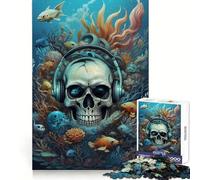 Rompecabezas Surrealista de Calavera Oceánica con Música, 1000 Piezas para Adultos, Juguete de Pensamiento, Diversión en Interiores, Arte de Borde Preciso, Coleccionable 38x26cm