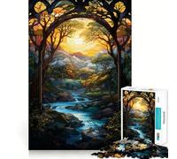 Rompecabezas Surrealista de Cascada al Atardecer de 1000 Piezas para Adultos Juguete de lógica Fuerte Alivia la ansiedad Borde Transparente Regalo Ideal para Festivales 38x52cm